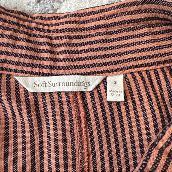 Women’s Soft Surroundings Sasha Tunic Top Button Up Coral Navy Size Small - Picture 6 of 9